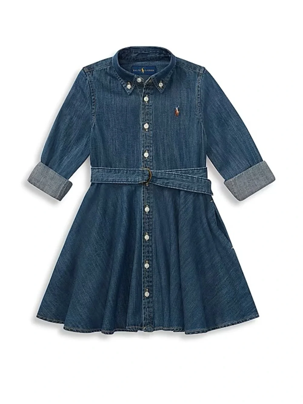 Ralph Lauren Belted Cotton Indigo Denim Shirtdress $70